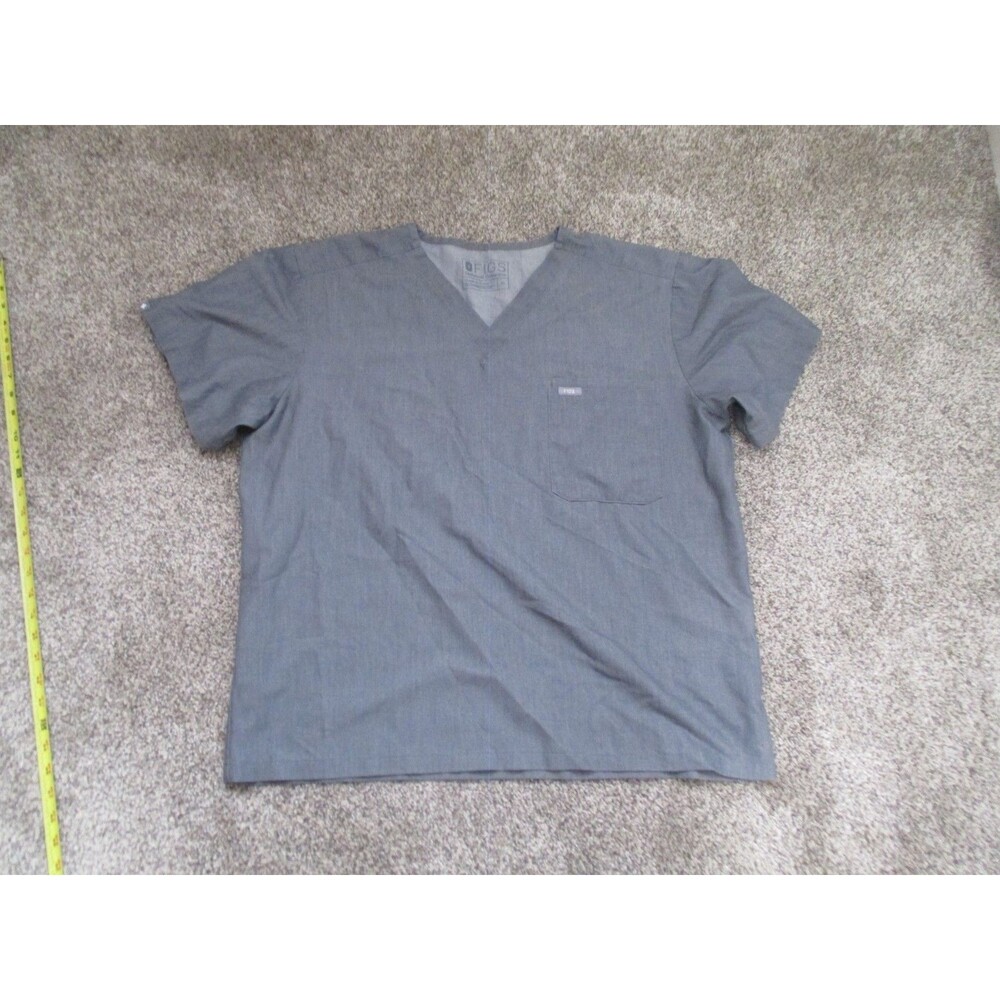 FIGS Technical Collection Scrub Top XL Graphite Solid Polyester Blend